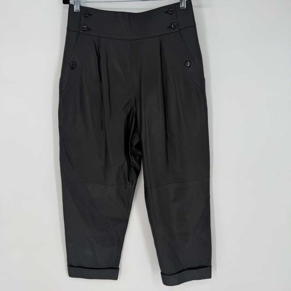 RALPH LAUREN PURPLE LABEL LAMB‎ SKIN LEATHER PANTS SIZE 6--SMALL FLAW